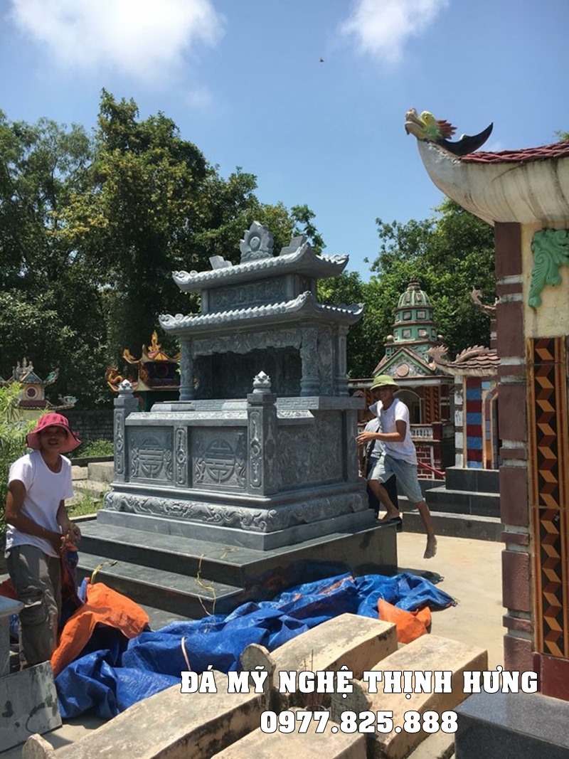 Mộ đá xanh Ninh Bình, thi công, lắp đặt năm 2018