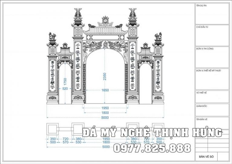 Bản vẽ thiết kế Cổng Tam quan đẹp - bề thế, đẳng cấp bậc nhất hiện nay tại Ninh Bình.