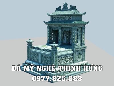Mẫu Mộ đá đôi đẹp trang trọng bề thế, Mộ đôi 2 mái tại Hải Dương.