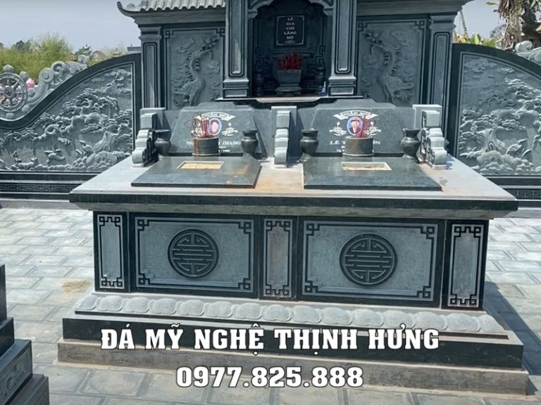 Xây Mộ đôi đá xanh rêu chất lượng cao cho Ông Bà, Cha Mẹ