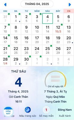 Ngày 4/4/2025 tức ngày 07/3/2025 (âm lịch) là ngày tiết thanh minh năm 2025