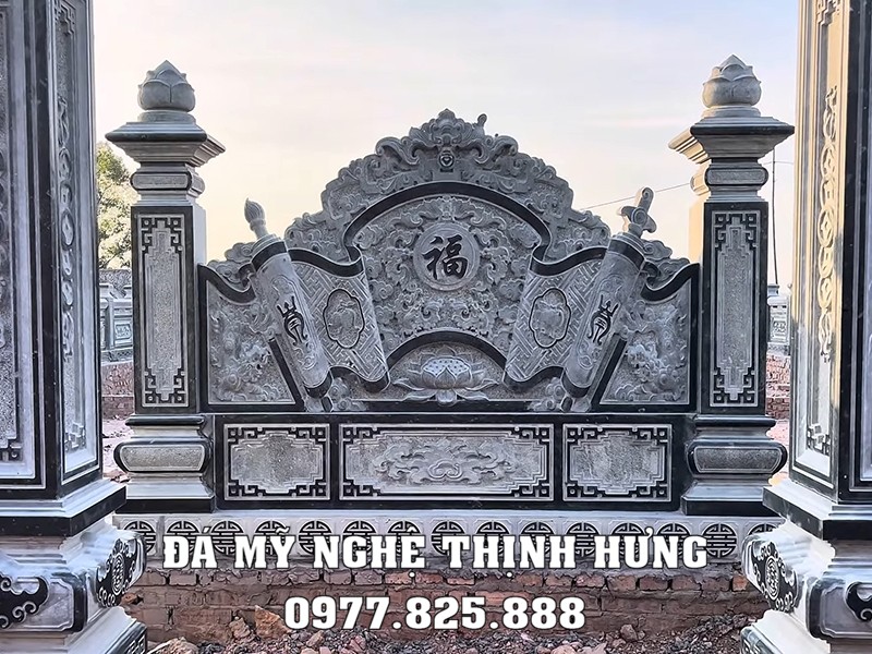 Quy trình, khảo sát, thiết kế, xây Lăng Mộ đá cho gia đình bài bản, khoa học năm 2026 37 Bức Cuốn thư đá chấn phong thủy