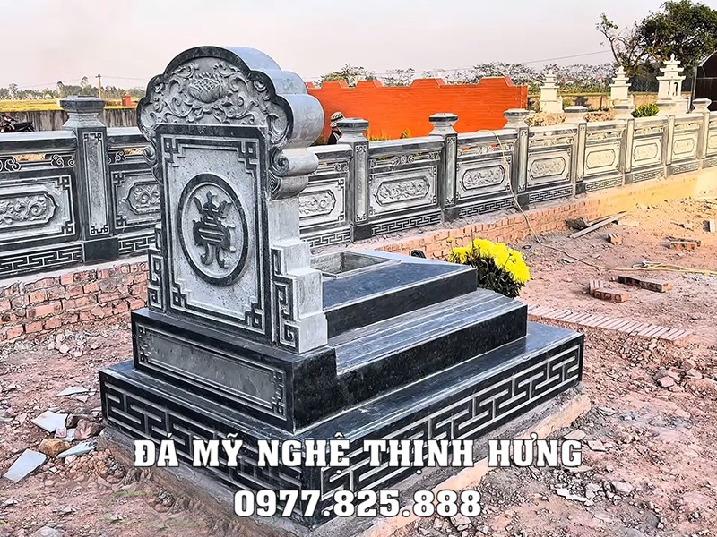 Quy trình, khảo sát, thiết kế, xây Lăng Mộ đá cho gia đình bài bản, khoa học năm 2026 42 Hoa văn Mộ đá xanh rêu đẹp - chất lượng