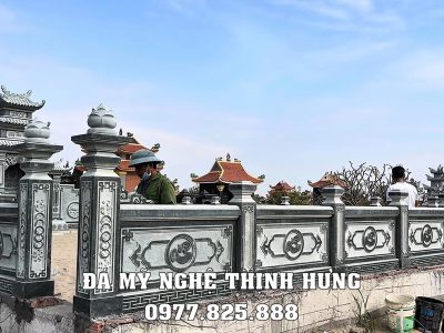 Tư vấn, khảo sát, xây Lăng Mộ đá gia đình bài bản, khoa học, đảm bảo tính phong thủy, tâm linh #langmoda 20 Lan can da chu Tam va cong vao don gian