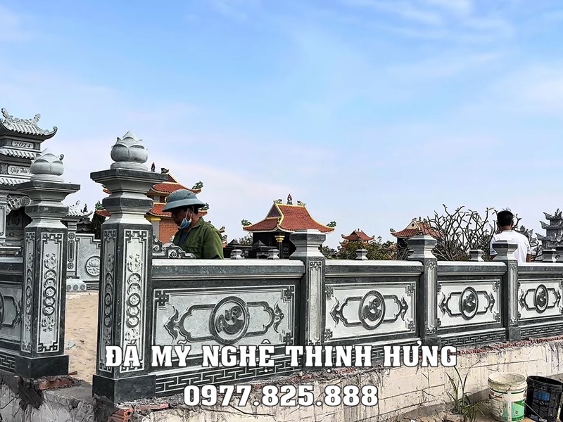 Tư vấn, khảo sát, xây Lăng Mộ đá gia đình bài bản, khoa học, đảm bảo tính phong thủy, tâm linh #langmoda 30 Lan can đá chữ Tâm và cổng vào đơn giản