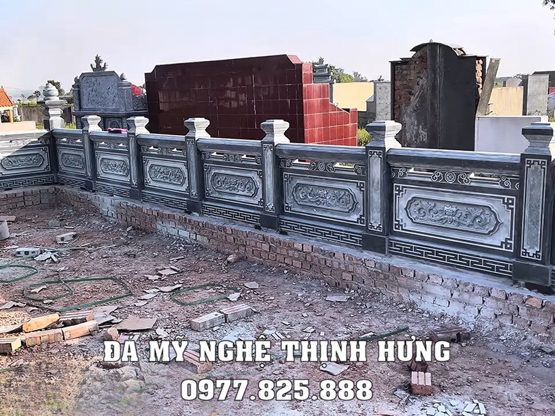 Quy trình, khảo sát, thiết kế, xây Lăng Mộ đá cho gia đình bài bản, khoa học năm 2026 45 Lan can đá của Lăng Mộ phổ biến hiện nay