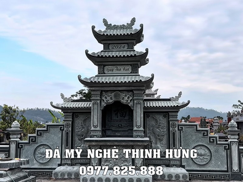 Tư vấn, khảo sát, xây Lăng Mộ đá gia đình bài bản, khoa học, đảm bảo tính phong thủy, tâm linh #langmoda 32 Lăng thờ đá 3 mái đẹp - Long đình đá 3 mái