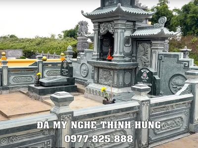 Quy hoạch, xây, sửa khu lăng mộ đá gia đình diện tích 20m2 22 Mau Lang Mo dep do ben cao tinh te gia hop ly