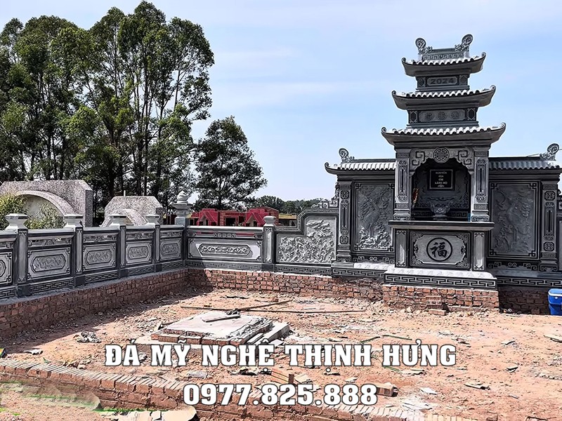 Quy trình, khảo sát, thiết kế, xây Lăng Mộ đá cho gia đình bài bản, khoa học năm 2026 48 Mẫu Lăng thờ đá 3 mái đẹp - bề thế