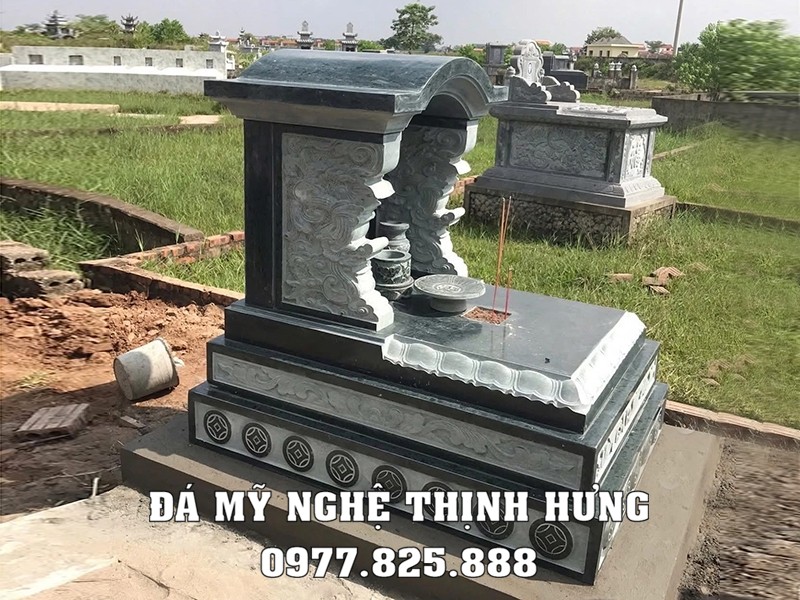 Mẫu Mộ đá 1 mái vòm 3 cấp đẹp - Mộ đá xanh rêu #moda 16 Mẫu Mộ đá 1 mái đẹp - Mộ 3 cấp