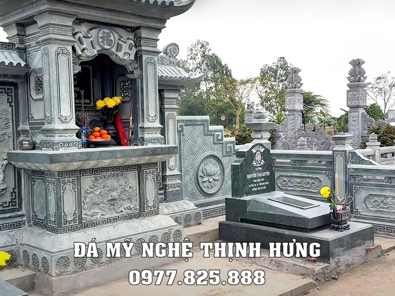 Quy hoạch, xây, sửa khu lăng mộ đá gia đình diện tích 20m2 25 Mẫu Mộ đá đẹp tinh tế - Lăng thờ đá hoa văn sắc nét