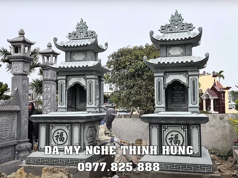 Mẫu Mộ đá 2 mái đẹp (mô hai mái), đá xanh rêu chất lượng #moda 21 Mẫu Mộ đá hai mái đẹp - chất lượng cao
