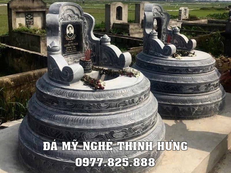 Mẫu Mộ đá tròn 3 cấp đẹp bằng đá xanh rêu Thanh Hóa 15 Mẫu Mộ đá tròn 3 cấp đẹp - Mộ đá xanh rêu #modatron