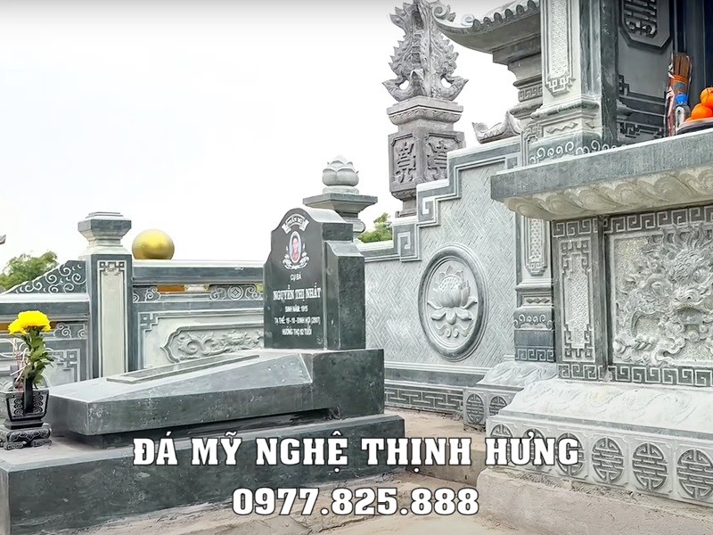 Quy hoạch, xây, sửa khu lăng mộ đá gia đình diện tích 20m2 26 Mẫu Mộ đá xanh rêu đẹp - hiện đại