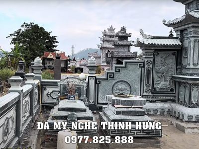 Tư vấn, khảo sát, xây Lăng Mộ đá gia đình bài bản, khoa học, đảm bảo tính phong thủy, tâm linh #langmoda 15 Mo da xanh reu dep be the co the lap dat truoc de cho