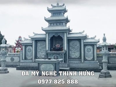 Lầu thờ đá cho khu Lăng Mộ đá của Bố Mẹ - Ông Bà 15 Quy khach tham khao them Mau Lang tho da 3 mai dep