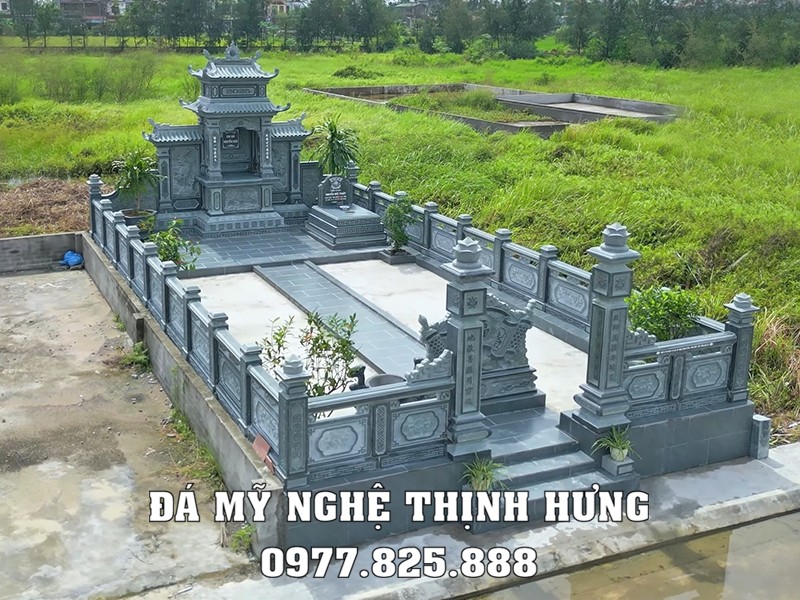 Xây Lăng Mộ đá tại Hải Phòng cho gia đình uy tín, chất lượng, diện tích 55m2 47 Khu Lăng Mộ đá gia đình bằng đá xanh rêu đẹp 2026 #langmoda