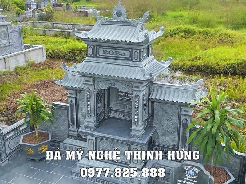 Xây Lăng Mộ đá tại Hải Phòng cho gia đình uy tín, chất lượng, diện tích 55m2 39 Mẫu Lăng thờ đá 2 mái đẹp 2026