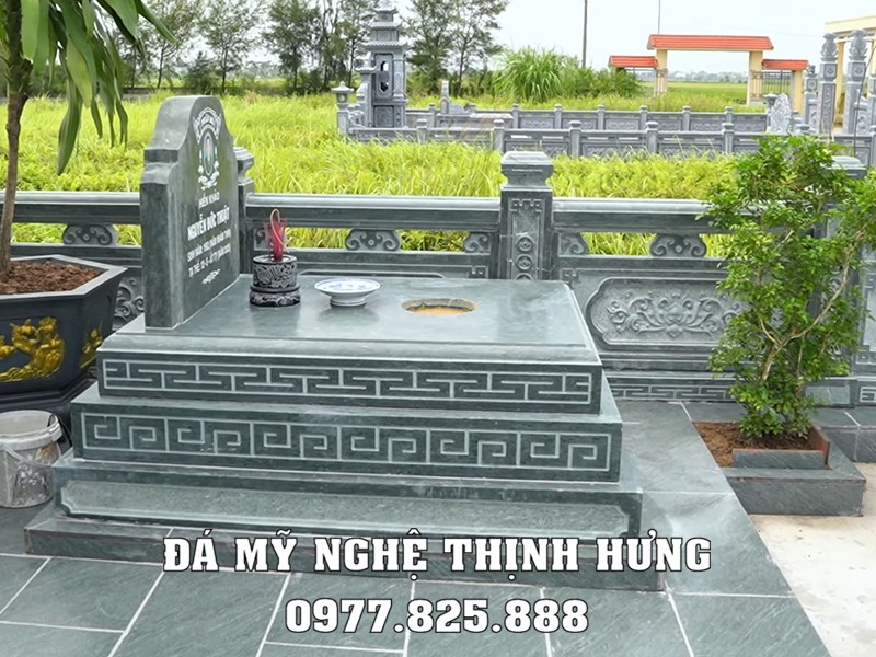 Xây Lăng Mộ đá tại Hải Phòng cho gia đình uy tín, chất lượng, diện tích 55m2 40 Mẫu Mộ đá xanh rêu 3 cấp đẹp #modaxanhreu