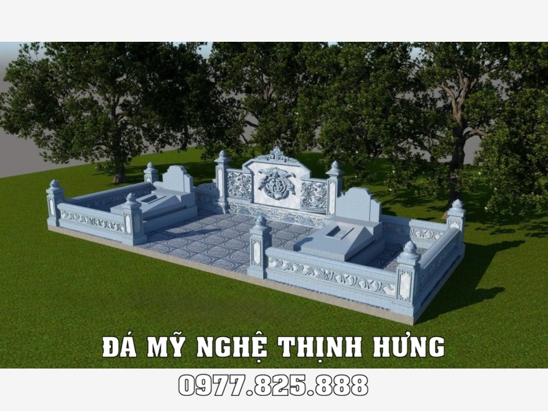 Thiết kế khu lăng mộ đá ngang diện tích 3x8m (lăng mộ ngang) 3 Xây Lăng Mộ đá rộng 3m x 8m