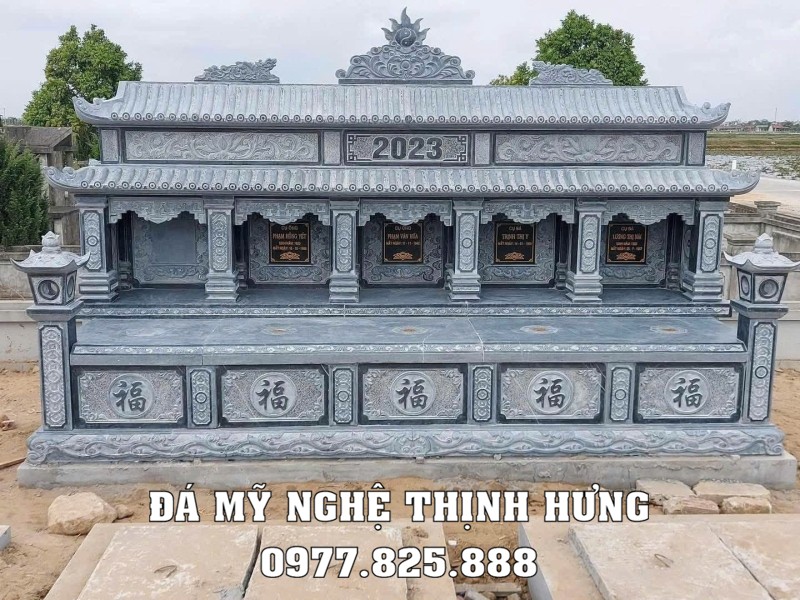 Mẫu Mộ đá 5 người 3 mái - Mộ chung 5 người 14 Mẫu Mộ đá 5 người 3 mái - Mộ chung 5 người