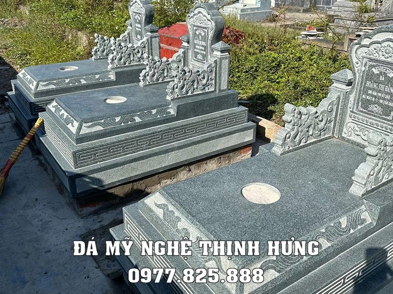 Mẫu Mộ bành, mộ tam sơn, mộ đơn 3 cấp nguyên khối - Lưu ý xây mộ 2026 17 Mẫu Mộ đá đẹp nguyên khối