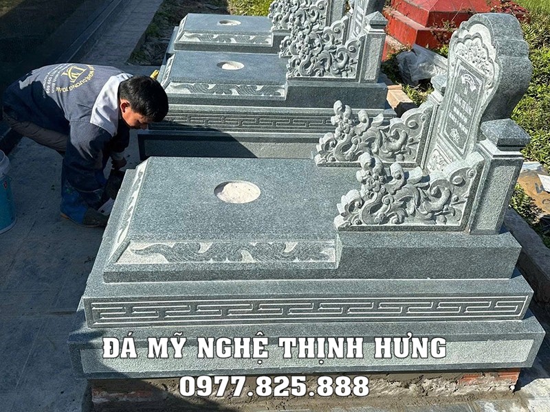 Mẫu Mộ bành, mộ tam sơn, mộ đơn 3 cấp nguyên khối - Lưu ý xây mộ 2026 18 Mộ tam sơn 3 cấp đẹp