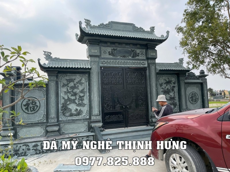 Lầu thờ đá 2 mái (Long đình đá 2 mái) cho Khu Lăng Mộ tổ gia tộc, dòng họ 16 Mẫu Cổng đá cho khu Lăng Mộ tổ