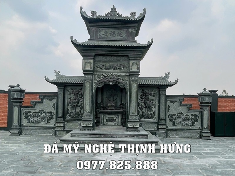 Lầu thờ đá 2 mái (Long đình đá 2 mái) cho Khu Lăng Mộ tổ gia tộc, dòng họ 17 Mẫu Long đình đá 2 mái - Lăng thờ 2 mái cho khu Lăng Mộ đá gia tộc