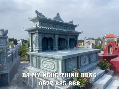 Báo giá Mộ đá 3 người đẹp (Mẫu Mộ đá chung 3 ngôi cho 3 người) có hai mái 16 Thiet ke Mo da 3 ngoi cho 3 nguoi dep trang trong